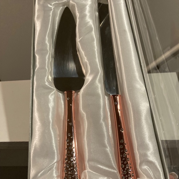 Wedding cake carving set, unknown brand, rose gold and stainless steel - Picture 2 of 7